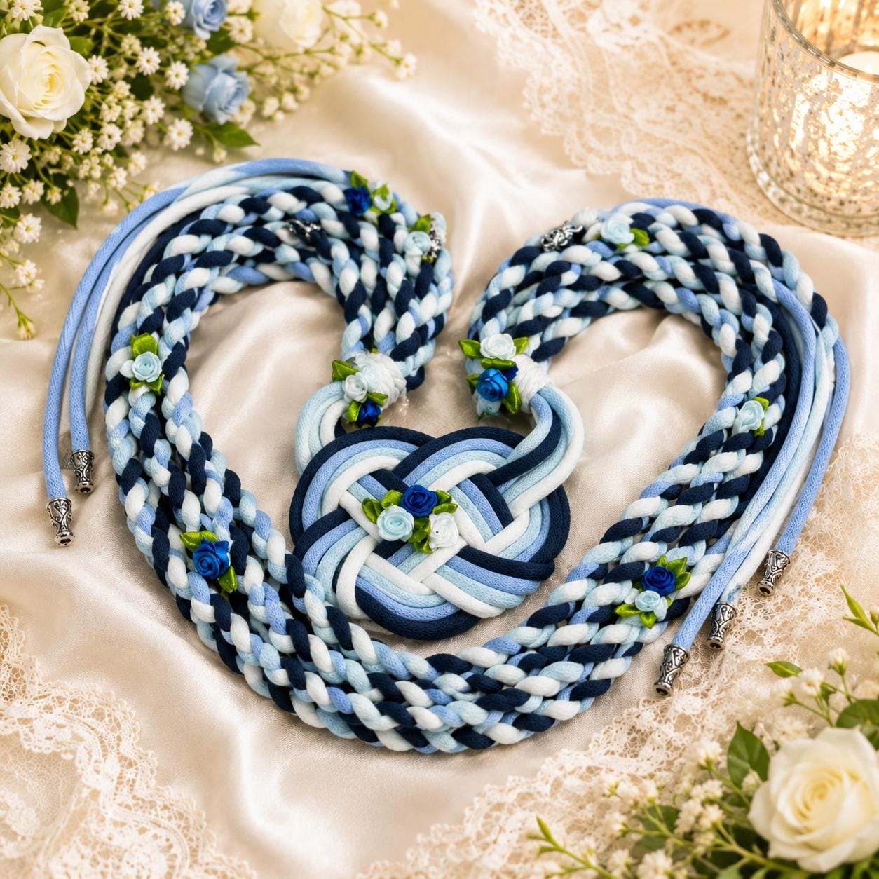 Custom Blue Handfasting Cord, Personalized Wedding Ceremony Rope, Something Blue Unity Keepsake Gift