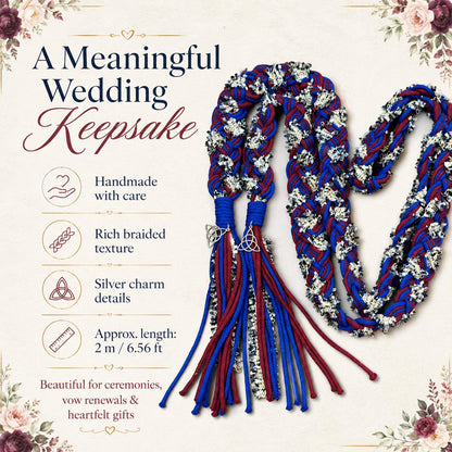 Personalized Wedding Handfasting Cord, Handmade Unity Ceremony Rope, Celtic Charm Keepsake, Vow Renewal Gift – material and finish detail
