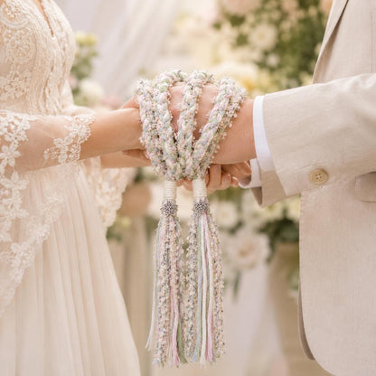 Handmade Wedding Handfasting Cord, Pastel Unity Rope for Wedding Season - personalized wedding handfasting cord main product