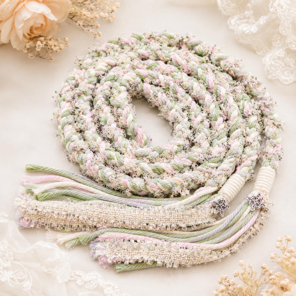 Handmade Wedding Handfasting Cord, Pastel Unity Rope for Wedding Season Ceremony Keepsake Gift