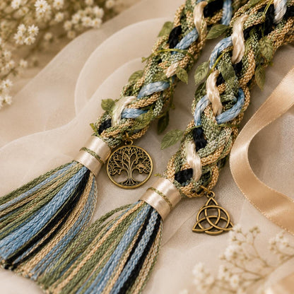 Custom Wedding Handfasting Cord, Handmade Braided Unity Rope with Charms, Boho Ceremony Keepsake – alternate product view