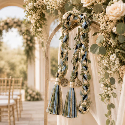 Custom Wedding Handfasting Cord, Handmade Braided Unity Rope with Charms, Boho Ceremony Keepsake – personalization and design detail
