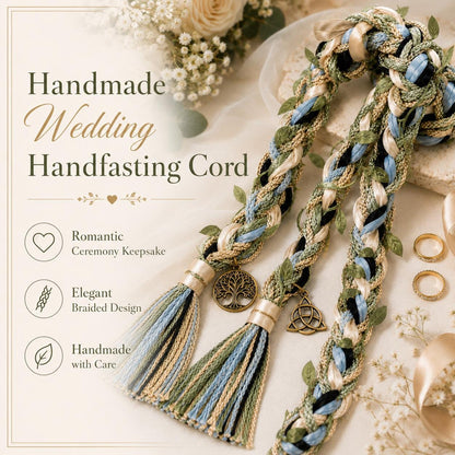 Custom Wedding Handfasting Cord, Handmade Braided Unity Rope with Charms, Boho Ceremony Keepsake – material and finish detail