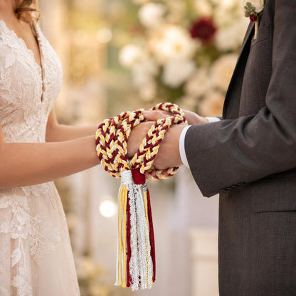 Custom Wedding Handfasting Cord, Burgundy Gold Unity Rope, Personalized - personalized wedding handfasting cord main product
