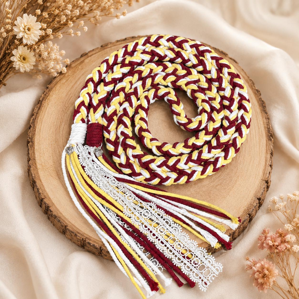 Custom Wedding Handfasting Cord, Burgundy Gold Unity Rope, Personalized Ceremony Keepsake for Wedding Season