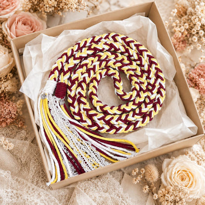 Custom Wedding Handfasting Cord, Burgundy Gold Unity Rope, Personalized Ceremony Keepsake for Wedding Season – personalization and design detail