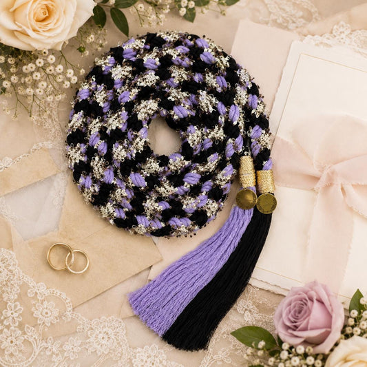 Custom Black Lavender Handfasting Cord, Personalized Wedding Ceremony Rope, Meaningful Unity Keepsake Gift