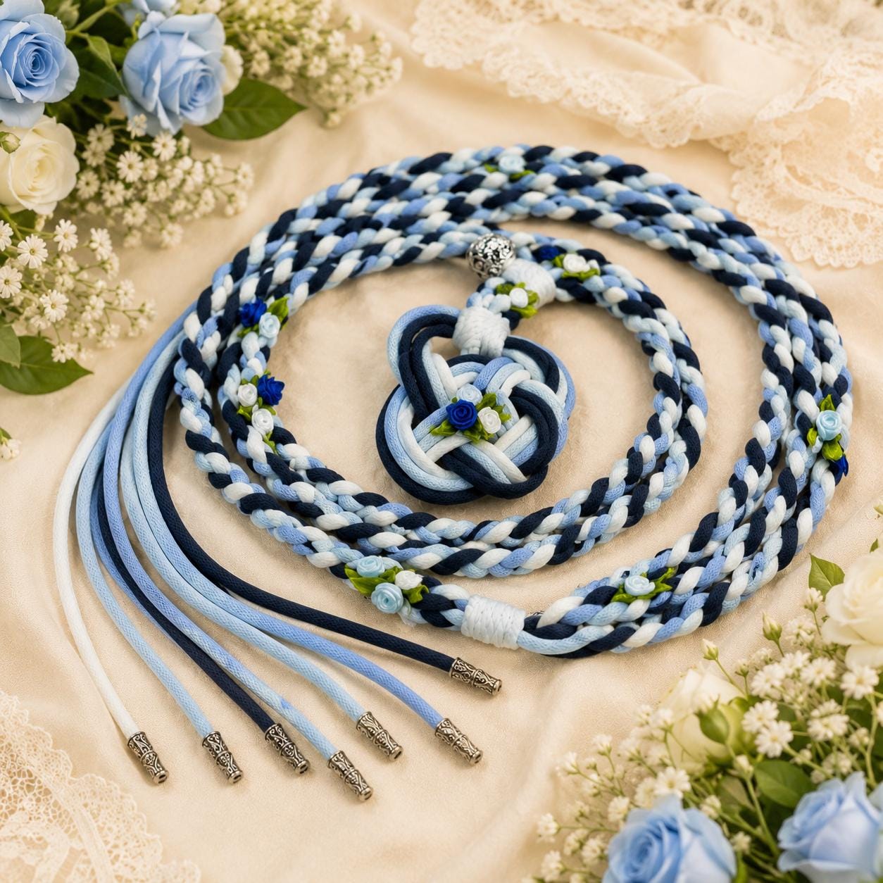 Custom Blue Handfasting Cord, Personalized Wedding Ceremony Rope, Something Blue Unity Keepsake Gift