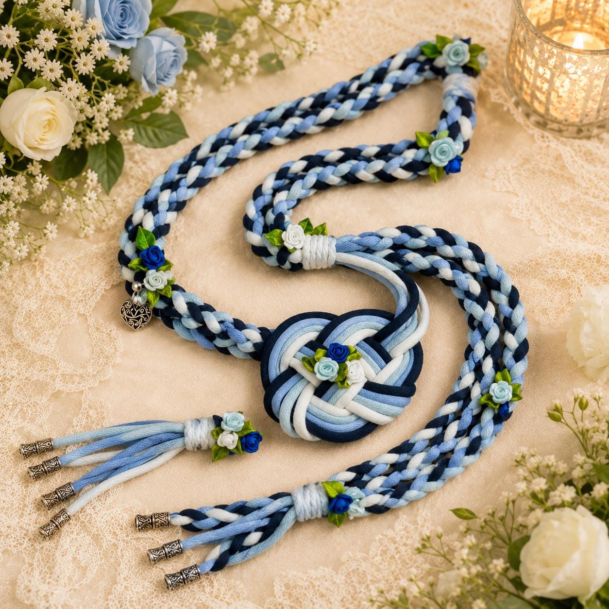 Custom Blue Handfasting Cord, Personalized Wedding Ceremony Rope, Something Blue Unity Keepsake Gift