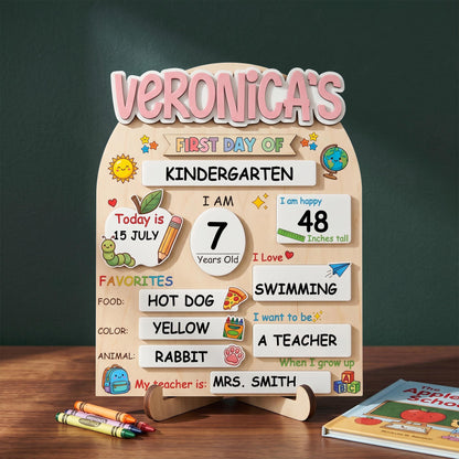 Personalized first and last day of school wooden sign with interchangeable milestone tags