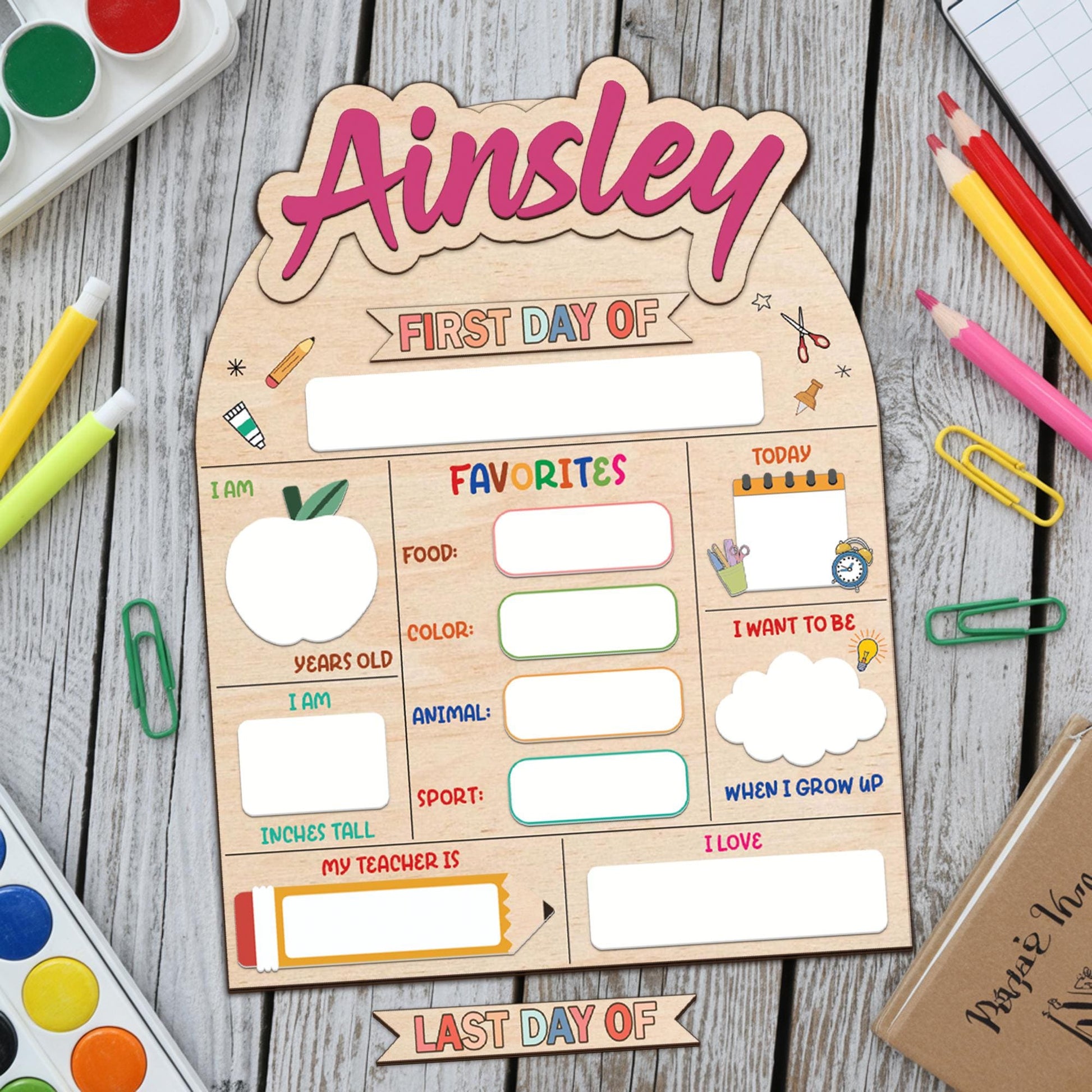 Kids first day of school photo prop