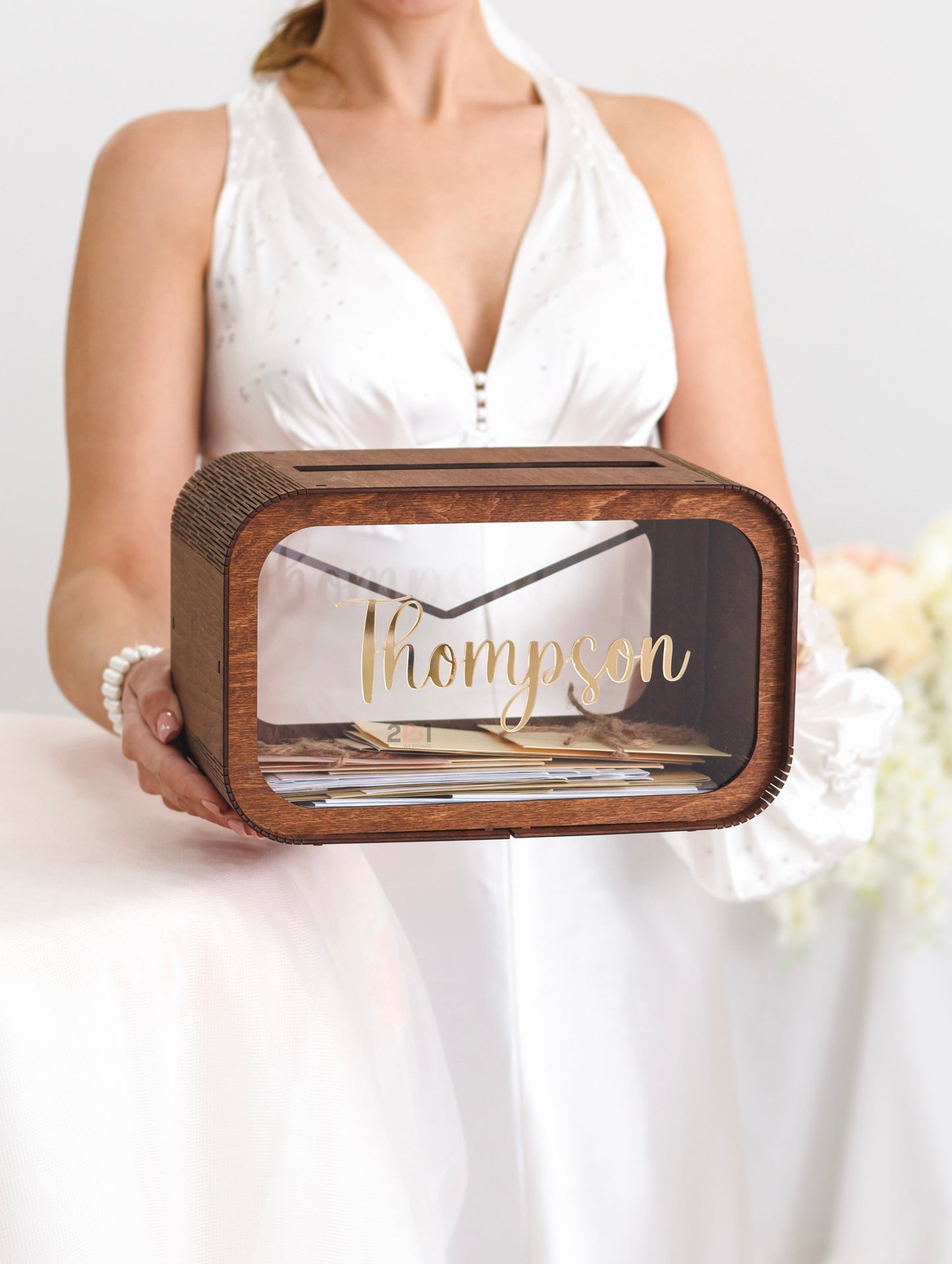 Personalized surname wedding card holder
