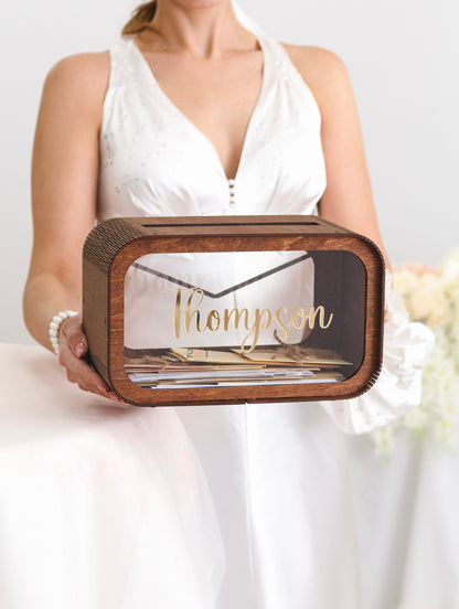 Personalized surname wedding card holder