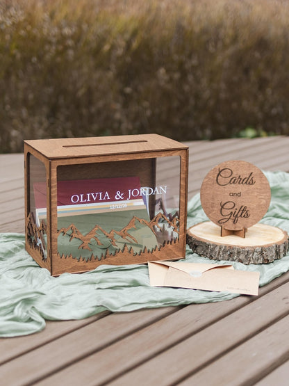Wood and acrylic reception card holder