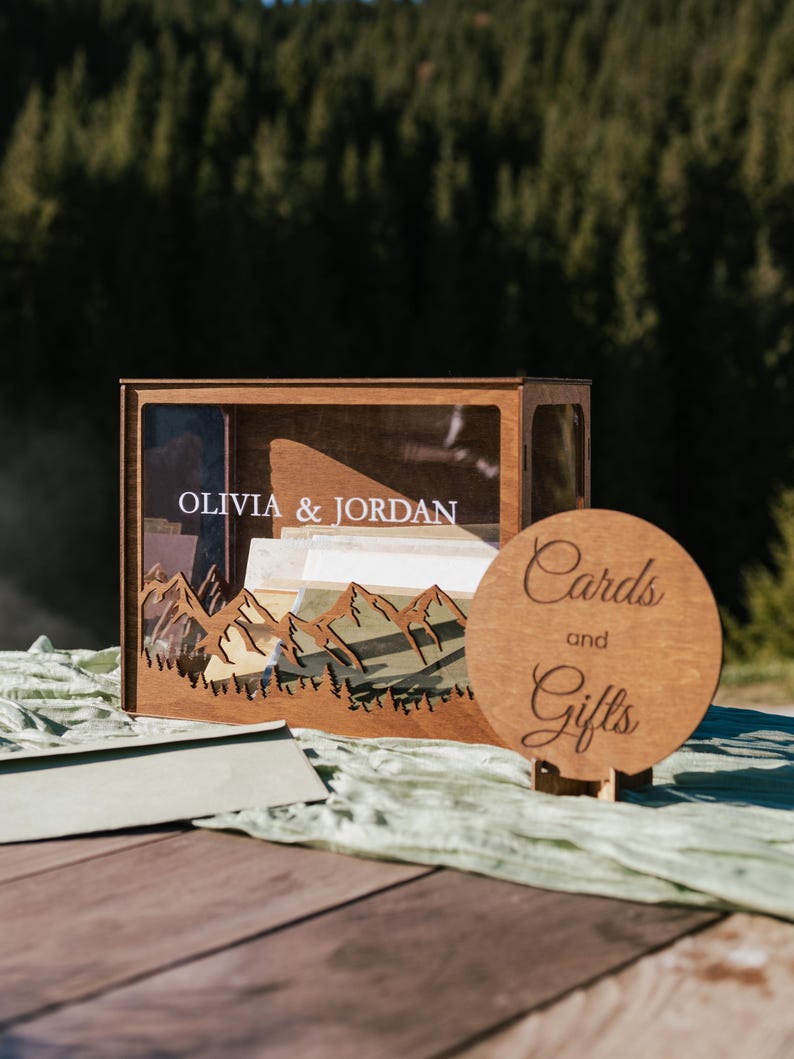 Mountain themed wedding money box