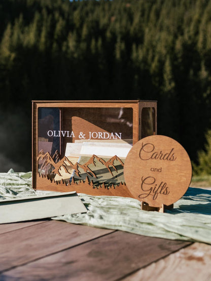 Mountain themed wedding money box