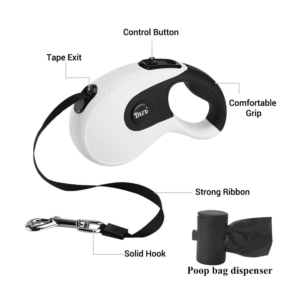 5M Retractable Dog Leashes Automatic Extending Nylon Walking Pet Dog Lead Leash