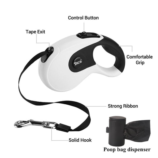 5M Retractable Dog Leashes Automatic Extending Nylon Walking Pet Dog Lead - personalized pet gift detail image 2