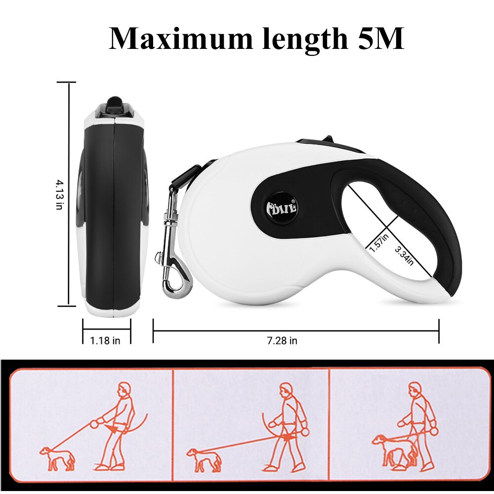 5M Retractable Dog Leashes Automatic Extending Nylon Walking Pet Dog Lead Leash