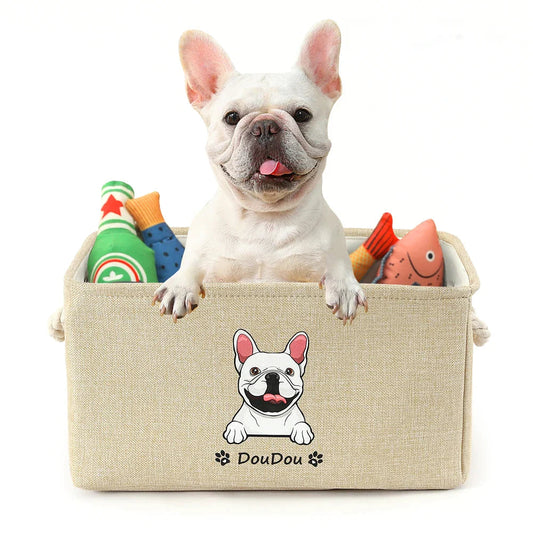 Personalized Dog Toy Basket Free Print Dog Cat Image Name Pet Storage Box - personalized pet gift main product image