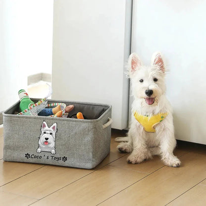 Personalized Dog Toy Basket Free Print Dog Cat Image Name Pet Storage Box – material and finish detail