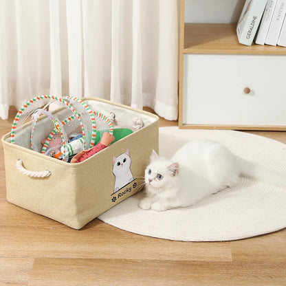 Personalized Dog Toy Basket Free Print Dog Cat Image Name Pet Storage Box – size and style reference