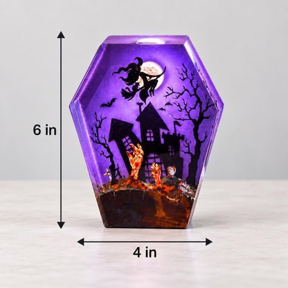 Coffin Witch Night Light, Haunted House Lamp, Purple Glow Halloween Decor — view 7