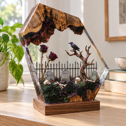 Raven graveyard resin night light — view 1