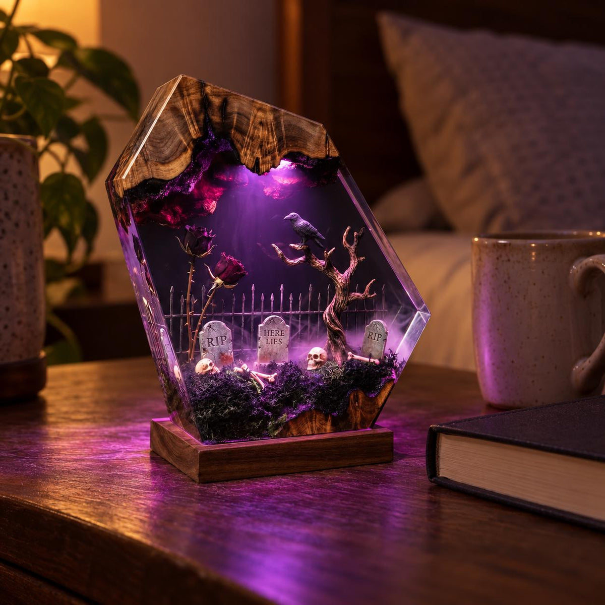 Raven graveyard resin night light — view 3