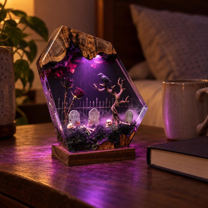 Raven graveyard resin night light — view 3