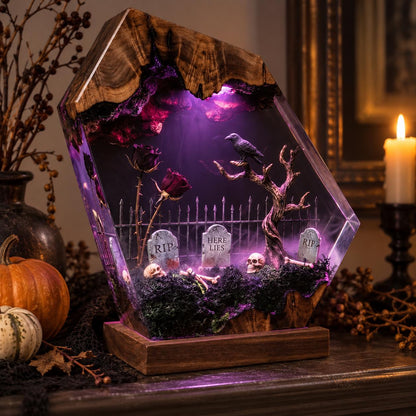 Raven graveyard resin night light — view 4