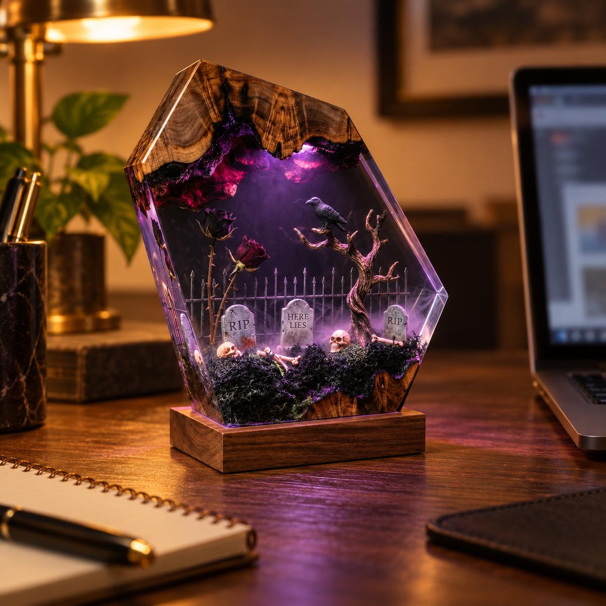 Raven graveyard resin night light — view 5