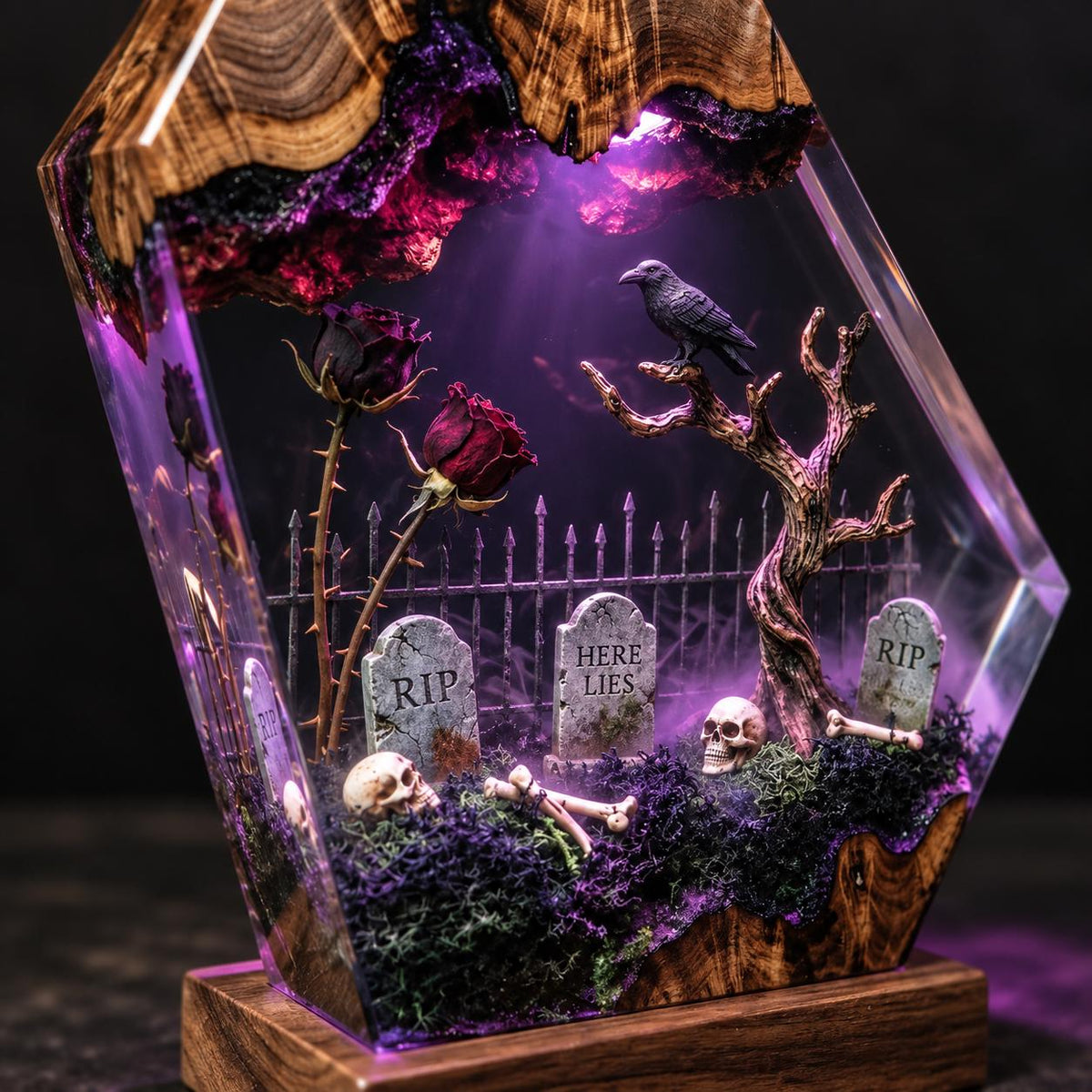 Raven graveyard resin night light — view 6