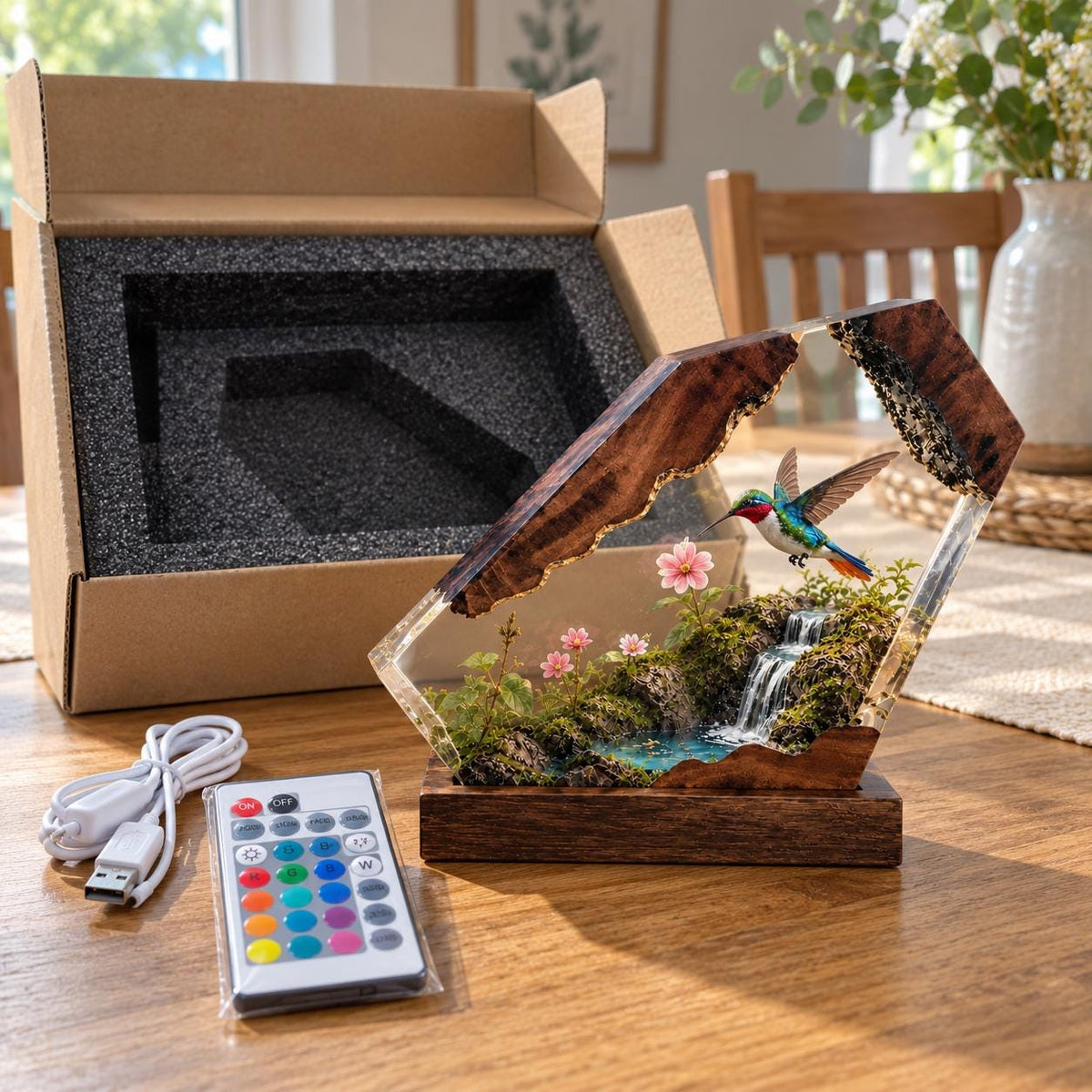 Hummingbird resin night light