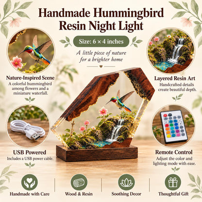 Hummingbird resin night light