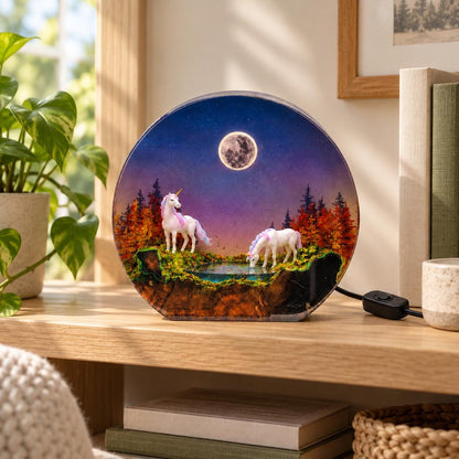 Moonlit forest unicorn resin night light