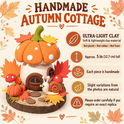 Handmade pumpkin cottage and snail clay figurine — image 5