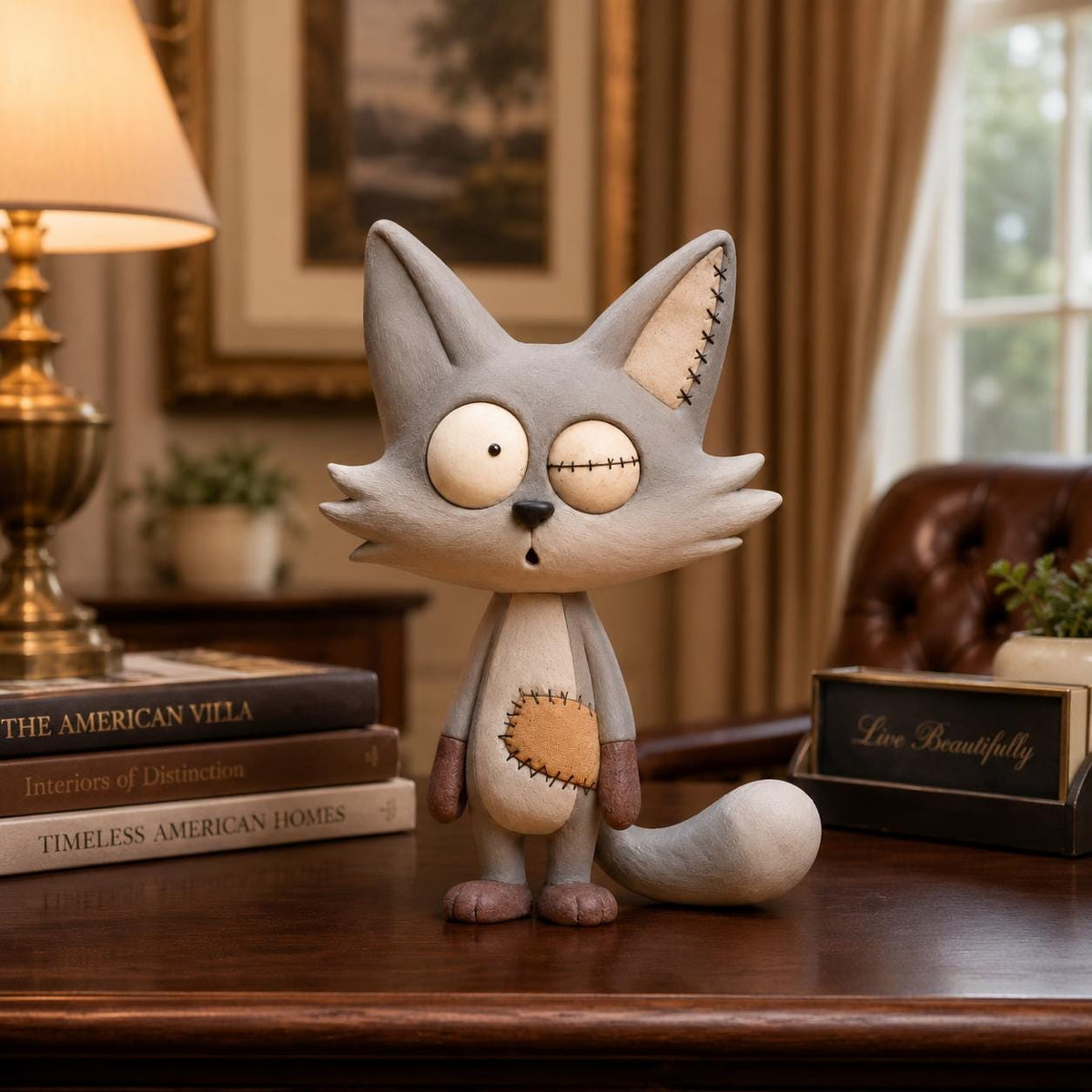 Whimsical clay fox figurine — image 1
