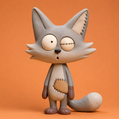Whimsical clay fox figurine — image 3