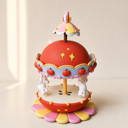 Handmade clay carousel with bunny accents — image 5