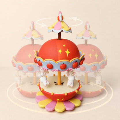 Handmade clay carousel with bunny accents — image 7