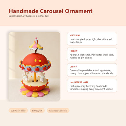Handmade clay carousel with bunny accents — image 9