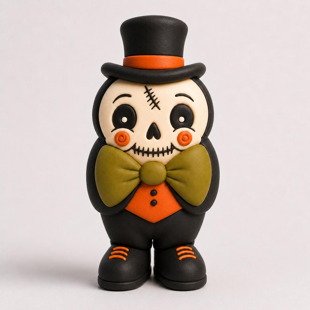 Handmade Halloween skeleton clay figurine — original image 2