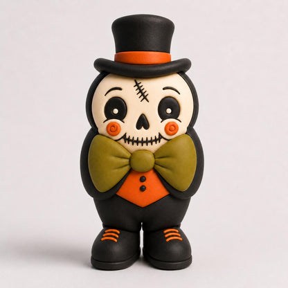 Handmade Halloween skeleton clay figurine — original image 2