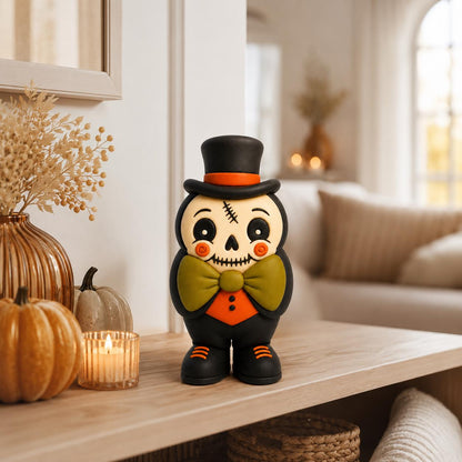 Handmade Halloween skeleton clay figurine — original image 3