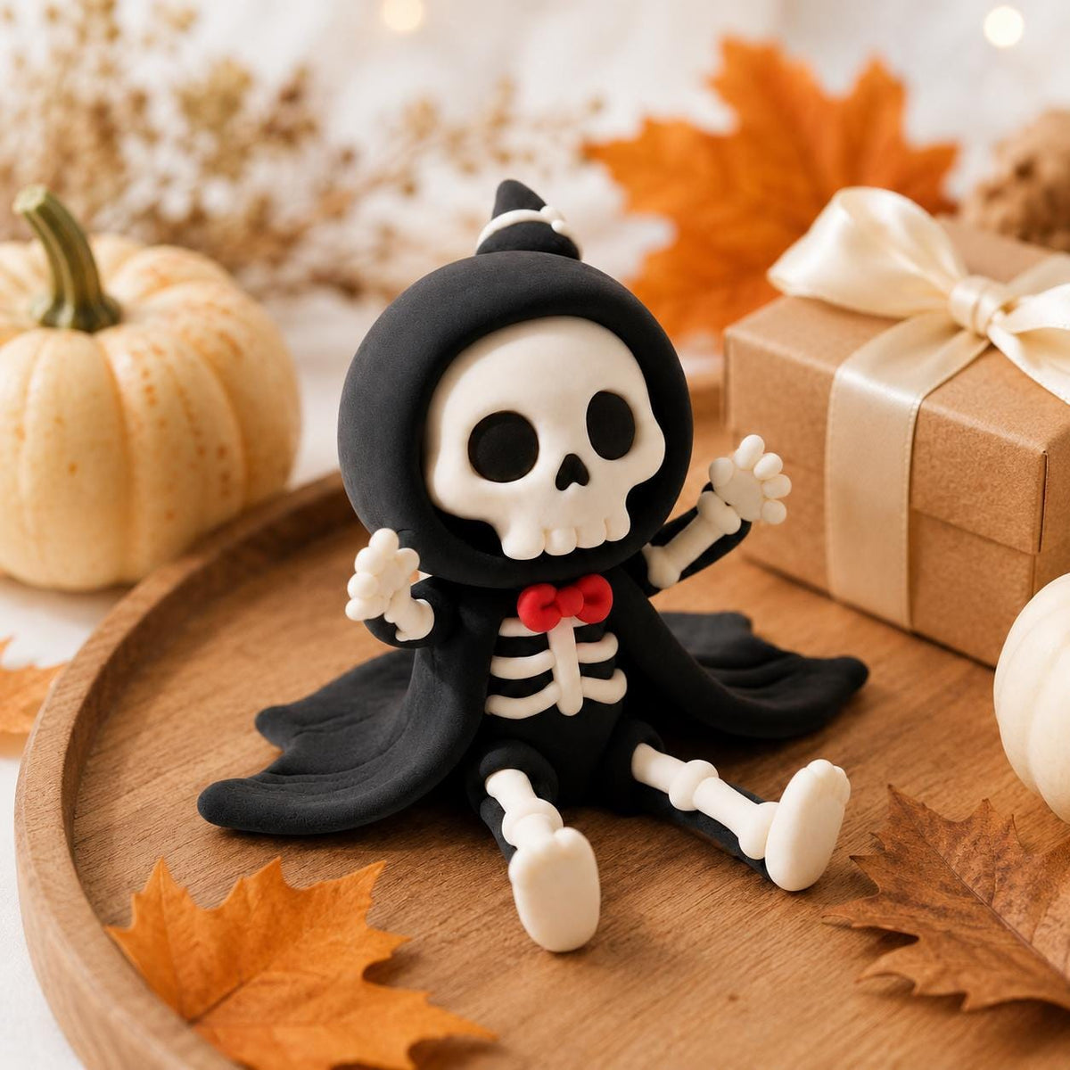 Handmade grim reaper clay figurine — original image 1