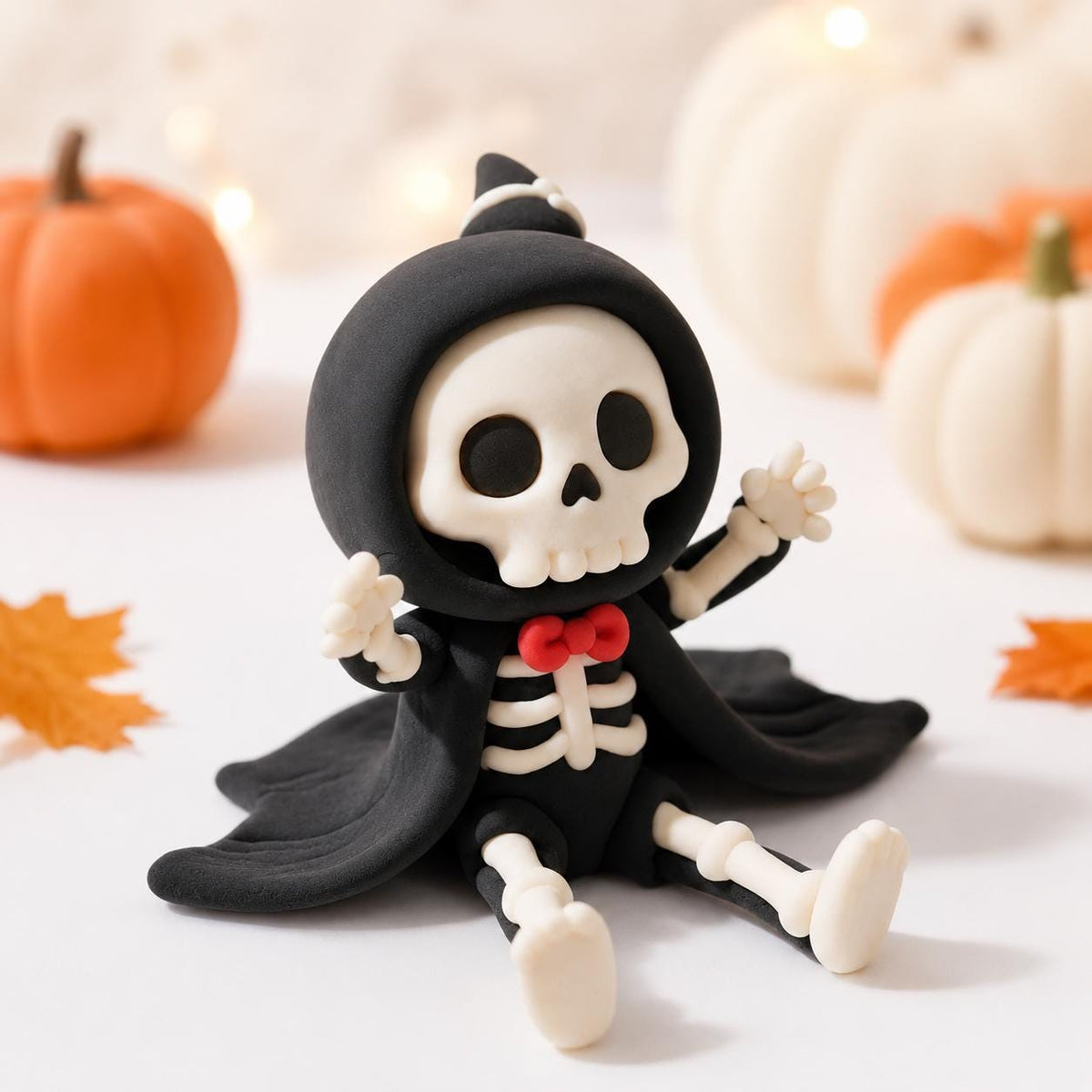 Handmade grim reaper clay figurine — original image 3