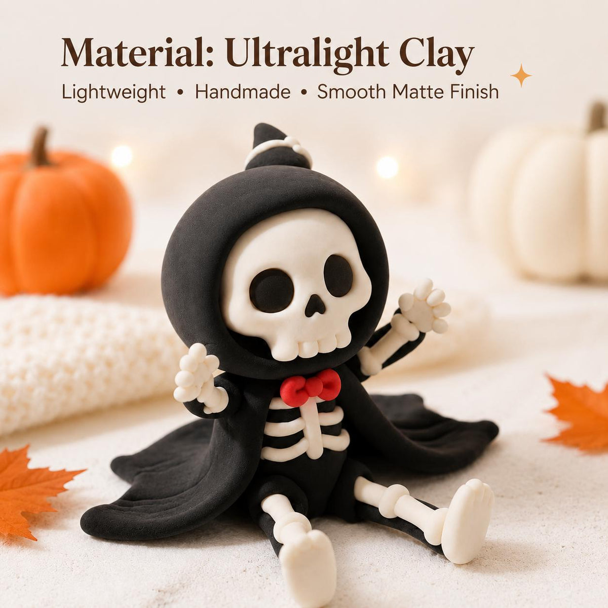 Handmade grim reaper clay figurine — original image 5