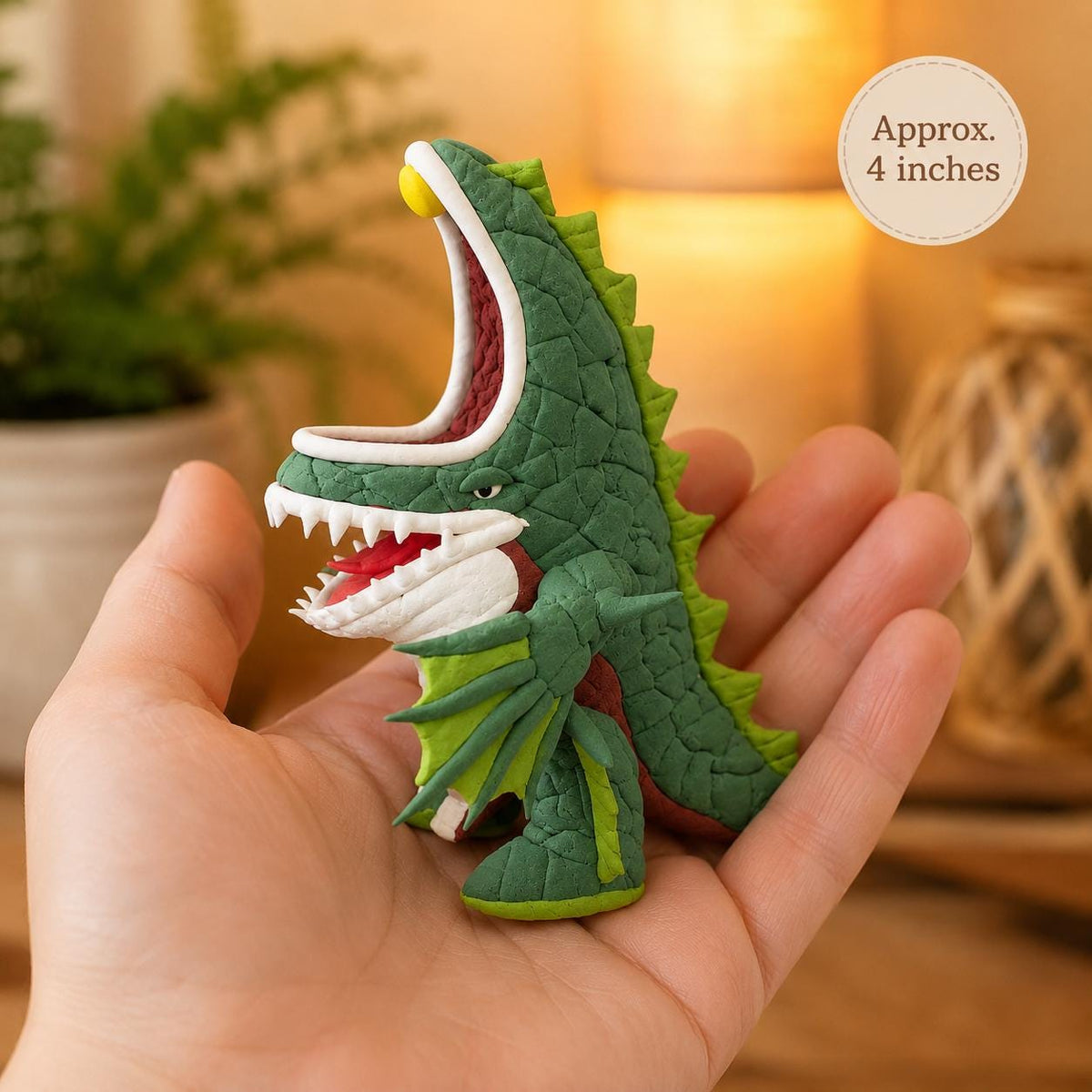 Green monster clay figurine — original image 2