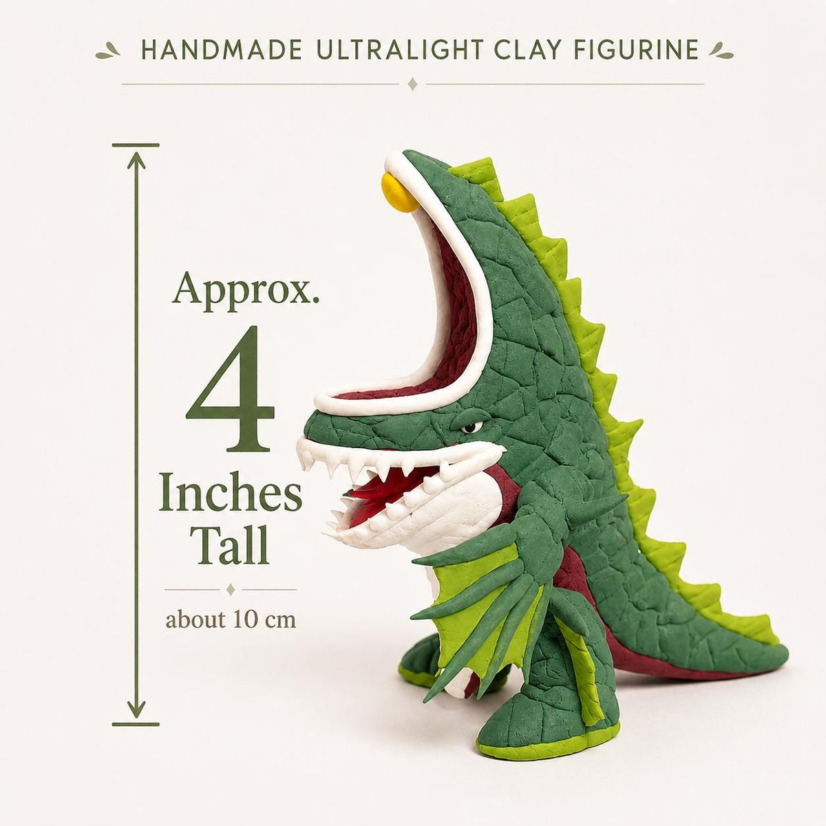 Green monster clay figurine — original image 5